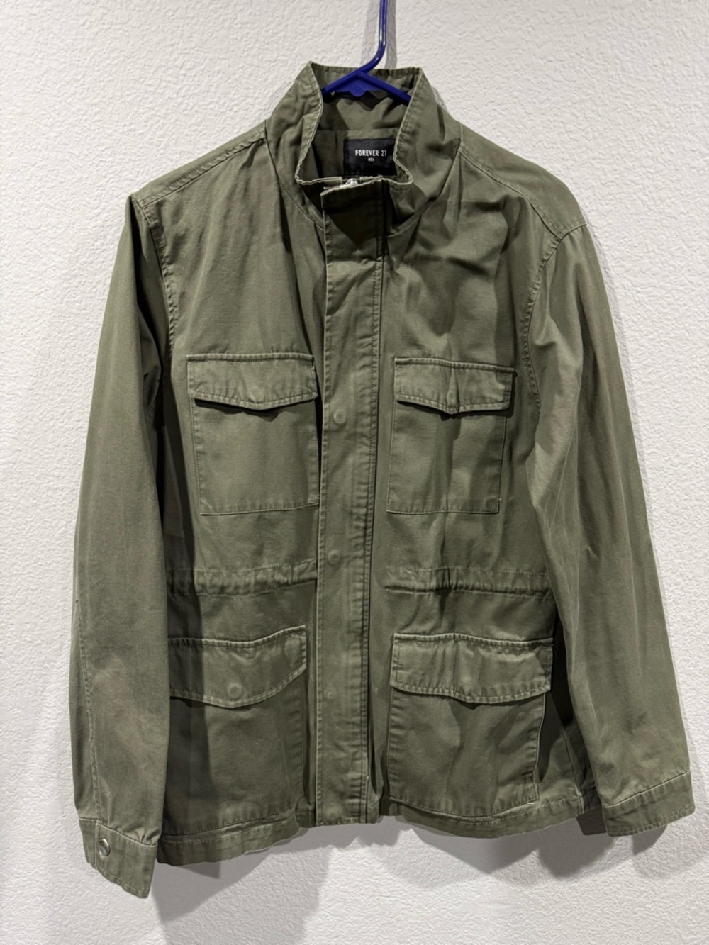 Forever 21 Men's Olive Field Jacket - Utility Military Coat